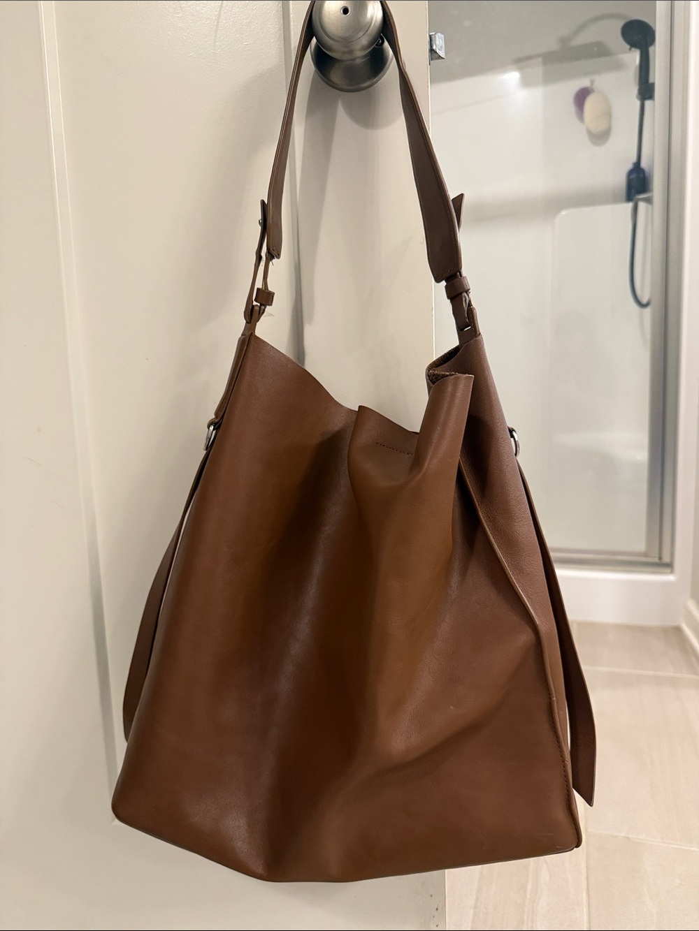 All Saints Brown Leather Shoulder Hobo